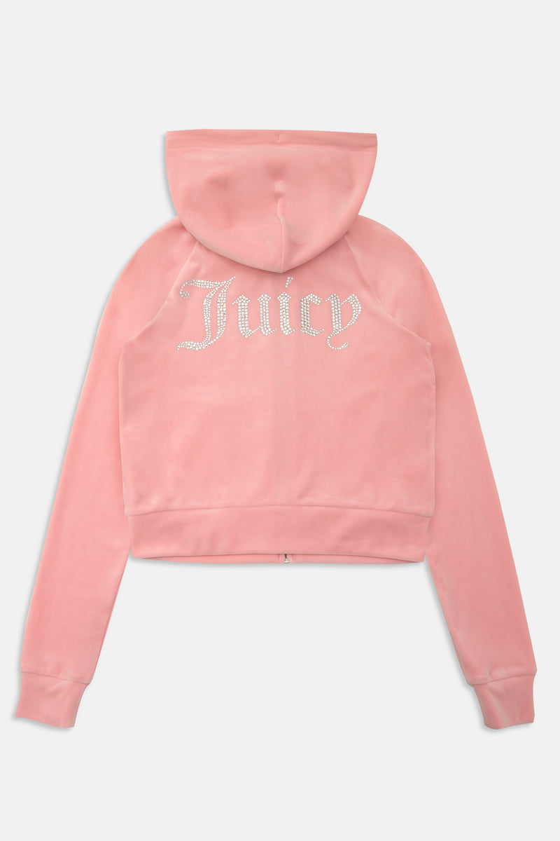 Hoodie "Madison" I juicy pink mit Strasssteinchen