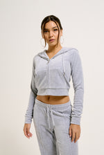 Hoodie "Madison" I silver marl mit Strasssteinchen